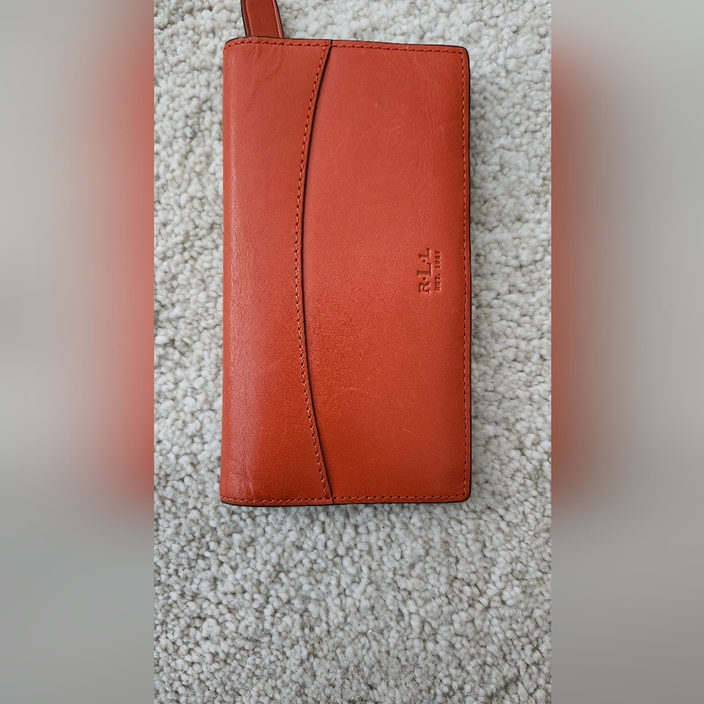 LAUREN RALPH LAUREN Orange Leather Wallet Rare